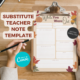 Fall Editable Substitute Teacher Note | Cute Autumn | Subs
