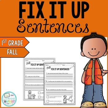 Preview of Fall Editing Sentences: First Grade, Capitalization, Punctuation, Spelling