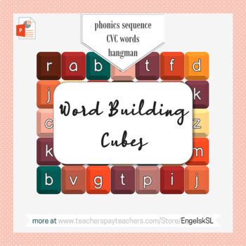 Preview of Fall Edition Word Building Cubes Phonics Hangman CVC Words Phonics SATPIN Game