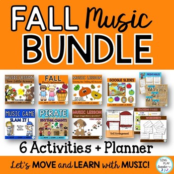 Preview of Fall Elementary Music Class Lesson Bundle of Music Activities K-6