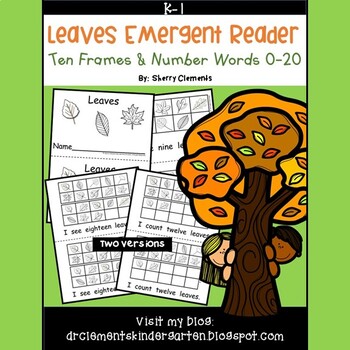 Preview of Fall Emergent Reader | Leaves | Numbers to 20 | Number Words | Ten Frames