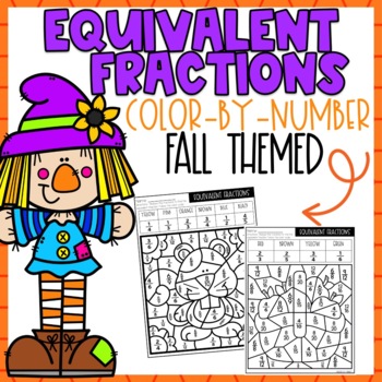 Preview of Fall Equivalent Fractions Color-By-Number