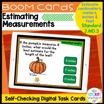 Preview of Fall Estimating Lengths BOOM™ Cards Standard 2.MD.3