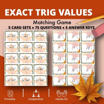 Preview of Fall: Exact Trig Values Matching Games