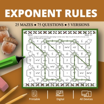 Preview of Fall: Exponent Rules Maze Activity