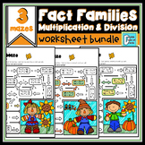 Thanksgiving Math Worksheets Bundle | Fact Families Multip