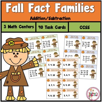 Preview of Fall Fact Family Addition and Subtraction Task Cards