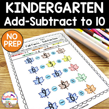 Preview of Adding and Subtracting within 10 Fall Worksheets