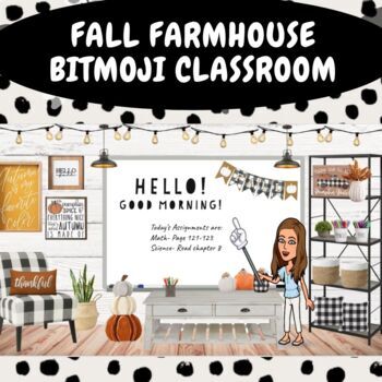 Preview of Fall Farmhouse Bitmoji Classroom 