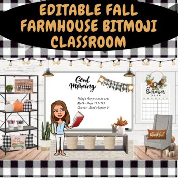 Preview of Fall Farmhouse Bitmoji Classroom