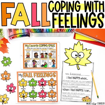 Preview of Fall Feelings & Coping Skills Lesson, In-Person & Digital, SEL & Counseling