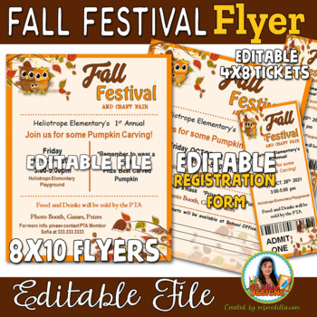 Preview of Fall Festival & Craft Fair Event Flyer & Tickets - Editable PTA, PTO, Fundraiser