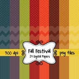 Fall Festival Digital Background Papers in Chevron, Polka 