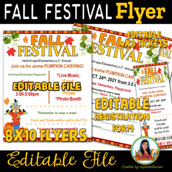 Preview of Fall Festival Event Flyer & Tickets - Editable PTA, PTO, Fundraiser