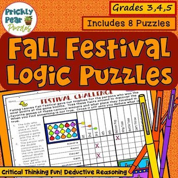 Preview of Fall Festival Logic Puzzles - Autumn Critical Thinking Activities