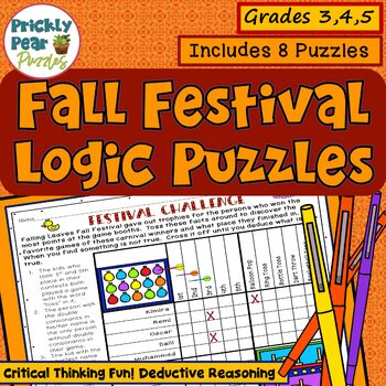 Preview of Fall Festival Logic Puzzles - Autumn Critical Thinking Activities- Fast Finisher