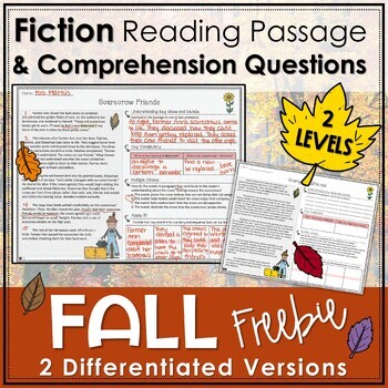 Preview of Fall Fiction Reading Comprehension Passage FREEBIE