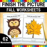 Fall Finish the Picture Worksheets | Fine Motor Skills | M