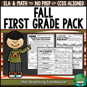 Preview of Fall First Grade ELA & Math CCSS Aligned No Prep Pack