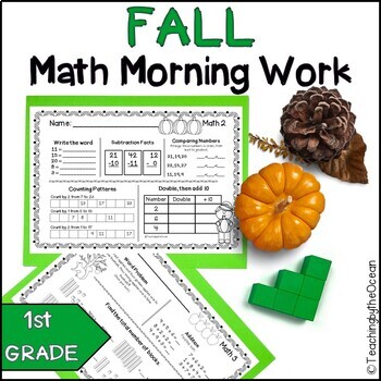 Preview of 1st Grade Math Morning Work/1st Grade Spiral Review Fall/Halloween/Thanksgiving