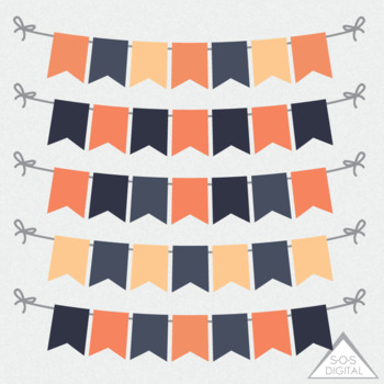 Fall Flags Bunting Banner Clipart Page Divider Orange And Navy Newsletter