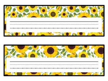 Preview of Fall, Flowers, Sunflowers, Desk Name Plates, Name Tags, Labels, Classroom Décor