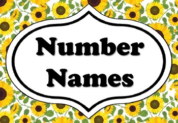 Preview of Fall, Flowers, Sunflowers, Number Names 0-100, Kindergarten Math Classroom Decor