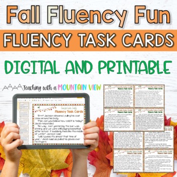 Preview of Fall Fluency Task Cards | Thanksgiving Oral Reading Fluency