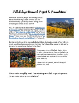 Preview of Fall Foliage Research Project & Presentation