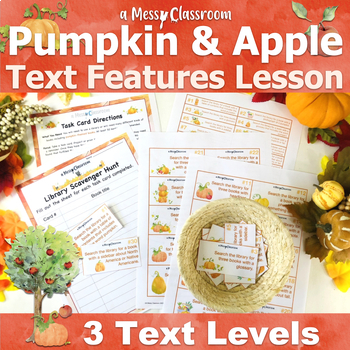 Preview of Fall Foods Farm Pumpkins & Apples Nonfiction Reading Bundle RI.2.5 Text Features