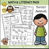 Fall / Forest Animals Kindergarten Math and Literacy Worksheets