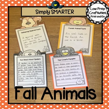 Preview of Fall Forest Animals Writing Cut and Color Craftivities