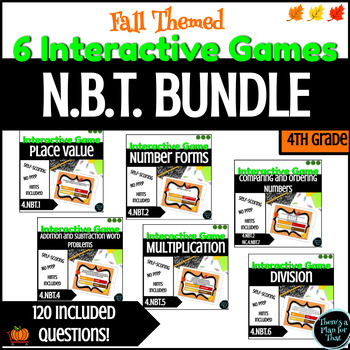 Preview of Fall Fourth Grade Interactive Review Games NBT Standards Bundle No Prep
