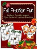 Fall Fraction Fun - 3 Mixed Number and Improper Fraction Games
