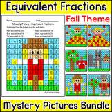 Fall Color by Equivalent Fractions Mystery Pictures Math Centers