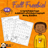 Fall Freebie - Extended Facts Math Riddles Addition and Su