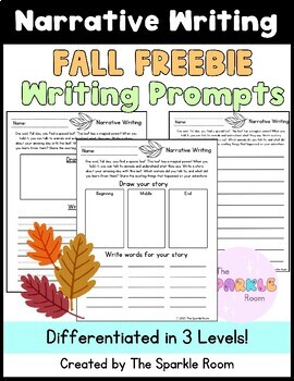 Fall Freebie, Narrative Writing Prompt, 2nd, Differentiated, No-Prep
