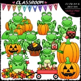 Fall Frogs Clip Art - Autumn Clip Art - Fall Clip Art & B&W Set
