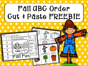 Preview of Fall Fun ABC Order Cut and Paste Printable---FREEBIE