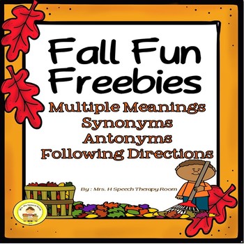 Preview of Fall Speech Therapy   Synonyms, Antonyms, Multiple Meanings,Following Directions