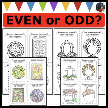 Preview of ODD and EVEN NUMBERS Math Activities Coloring Miniature Cards