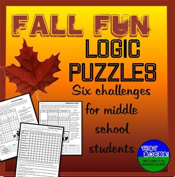 Preview of Fall Fun Six Logic Puzzles and Brain Teasers for Middle School