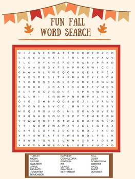 Fall Fun Word Search by Draft with Me | TPT