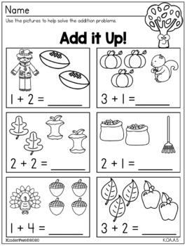 Fall Fun! Worksheets For Kindergarten - ELA and Math by KinderFest