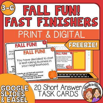 Preview of FREEBIE! Fall Fun for Fast Finishers: 20 Open-Ended Task Cards - Print & Digital