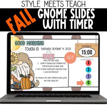 Preview of Fall GNOME Morning Slides w/Timer| Morning Message| Morning Slides| EDITABLE