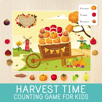 Preview of Fall Game For Kids, Autumn Counting Activity, Harvest Time, 20 Task Cards