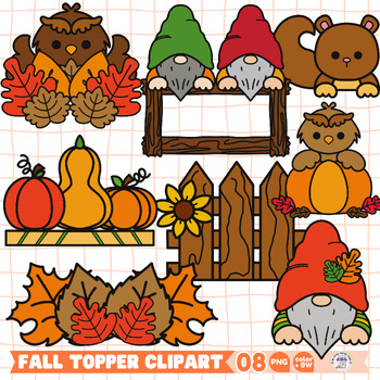 Preview of Fall Gnomes and Owls Toppers Clipart