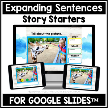 Preview of Fall Google Classroom Distance Learning, Expanding Sentences, Writing Prompts 