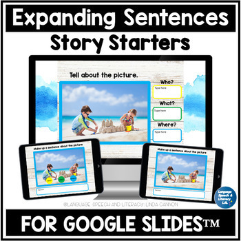 Preview of Fall Google Classroom Distance Learning, Expanding Sentences, Writing Prompts 